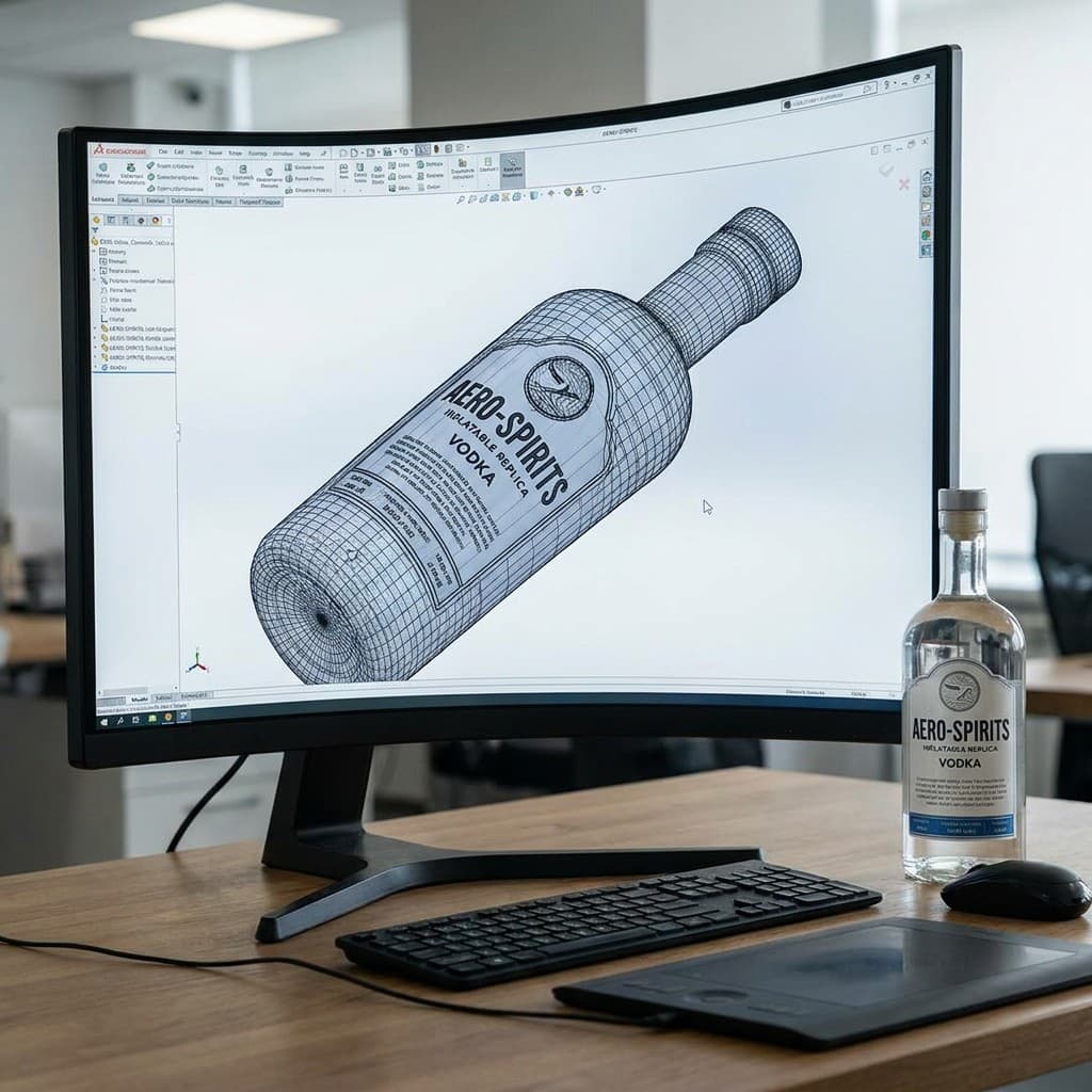 Technical 3D CAD engineering of bottle replica | InflatCustom Blog
