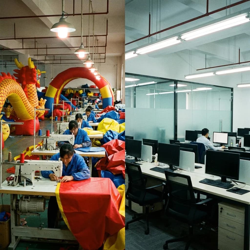 Factory direct manufacturing vs trading company comparison for inflatable sourcing | InflatCustom Blog