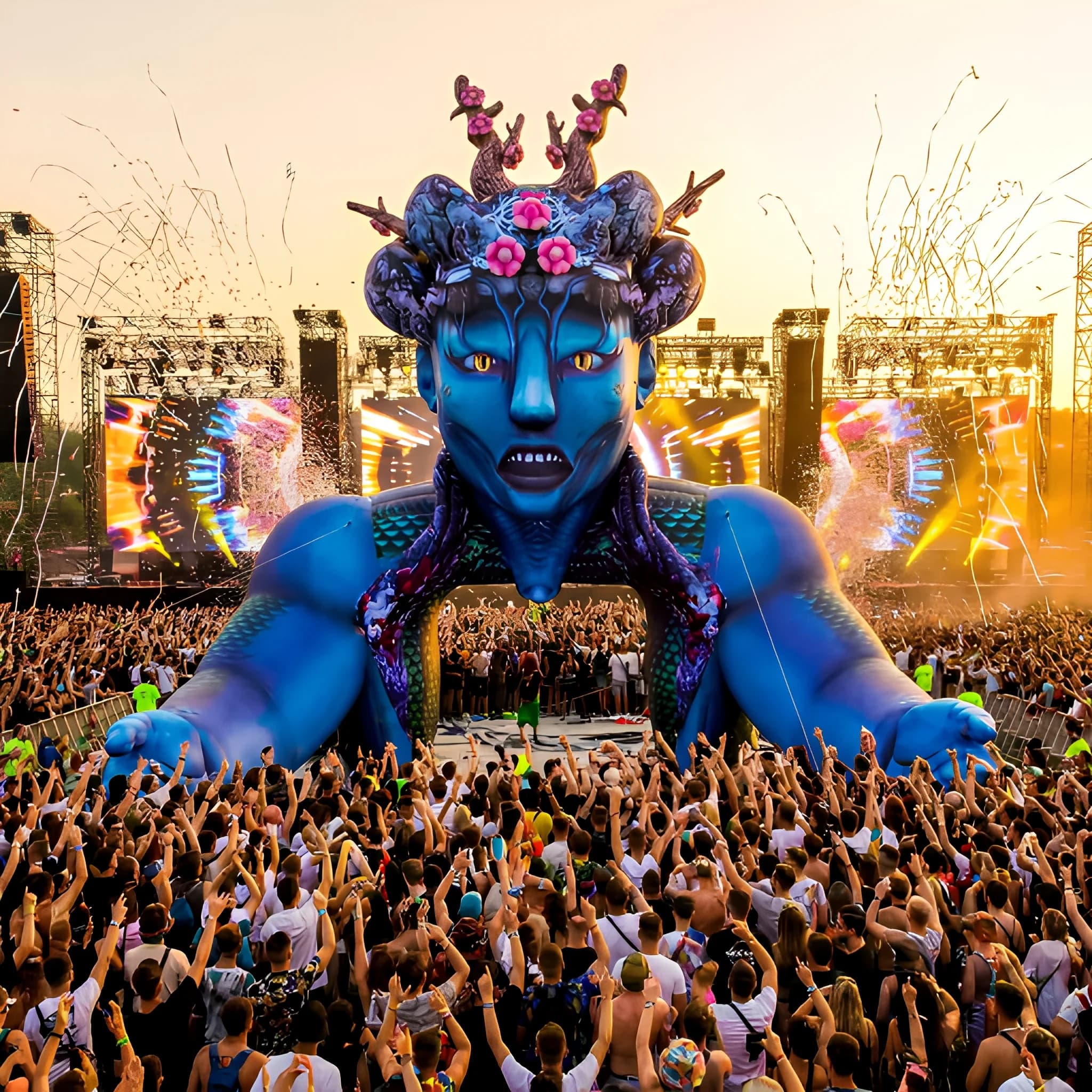 Custom Giant Inflatable Stage Music Festival Golden Hour Scene | InflatCustom