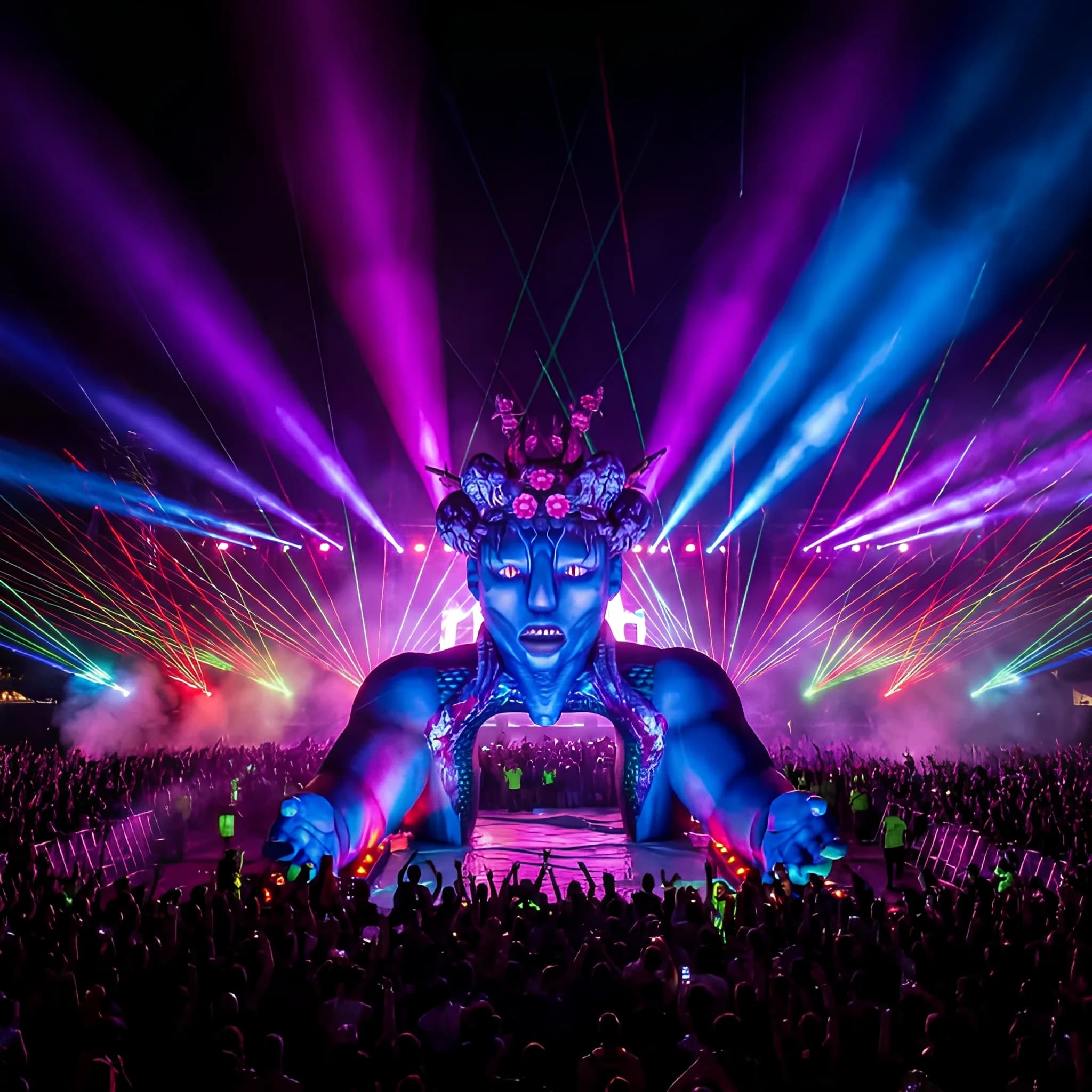 Custom Giant Inflatable Stage Nighttime Lighting Effect | InflatCustom