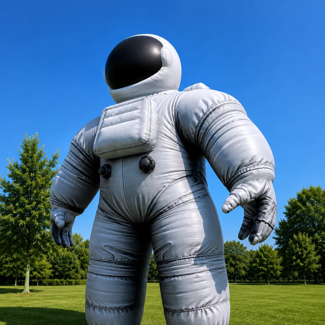 Custom Inflatable Spaceman Mascot Low-Angle Hero View | InflatCustom