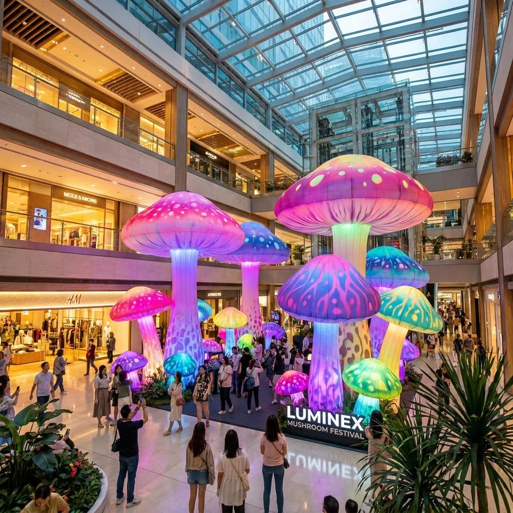 Custom Inflatable LED Mushroom Shopping Mall Atrium Display | InflatCustom