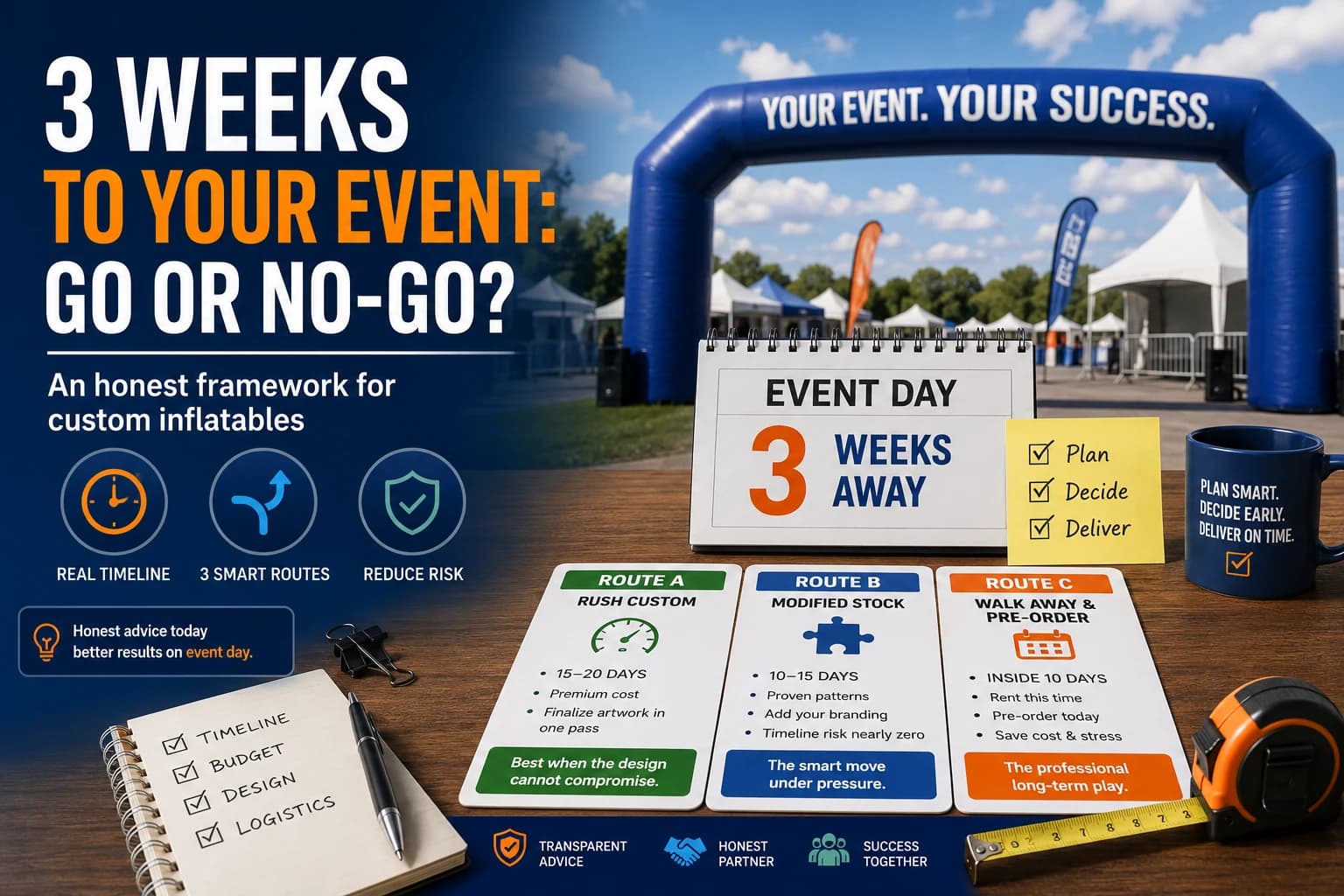 3 Weeks to Your Event: Go or No-Go decision framework for custom inflatables | InflatCustom Blog