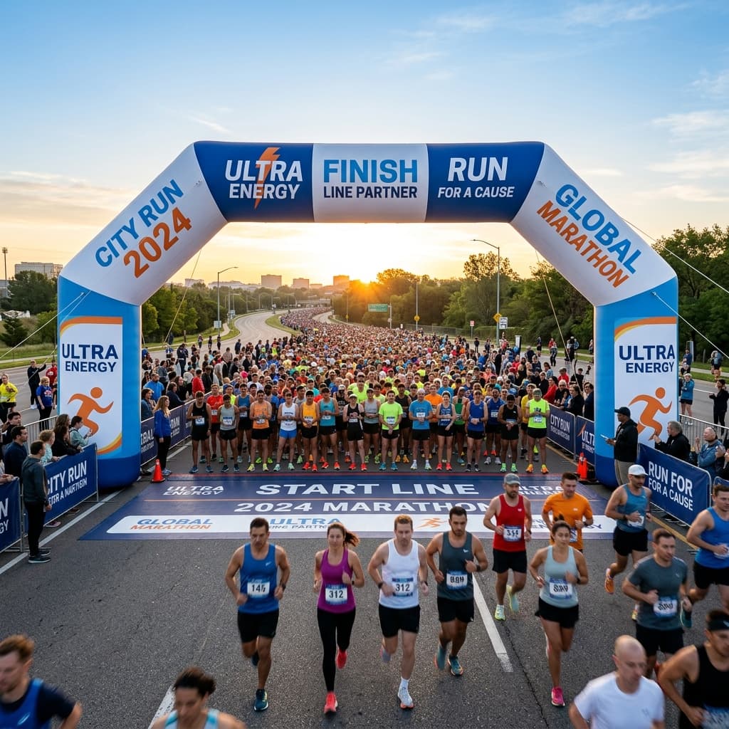 Marathon start line arch branded for professional race event | InflatCustom Blog