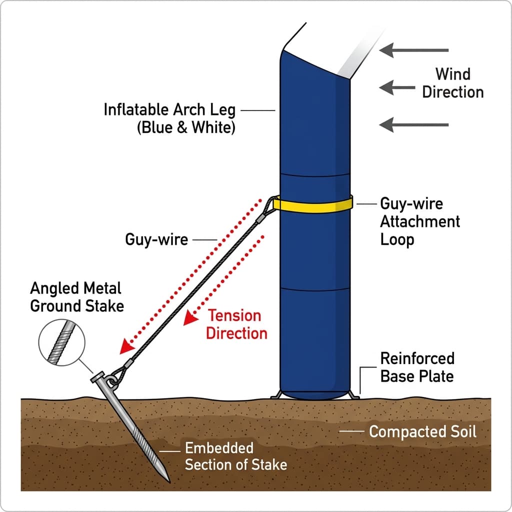 Wind Anchoring for Inflatable Arches: What Actually Keeps Them Standing