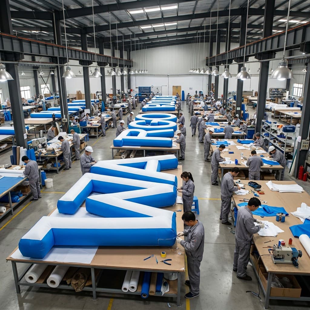 Bulk production factory floor | InflatCustom Blog