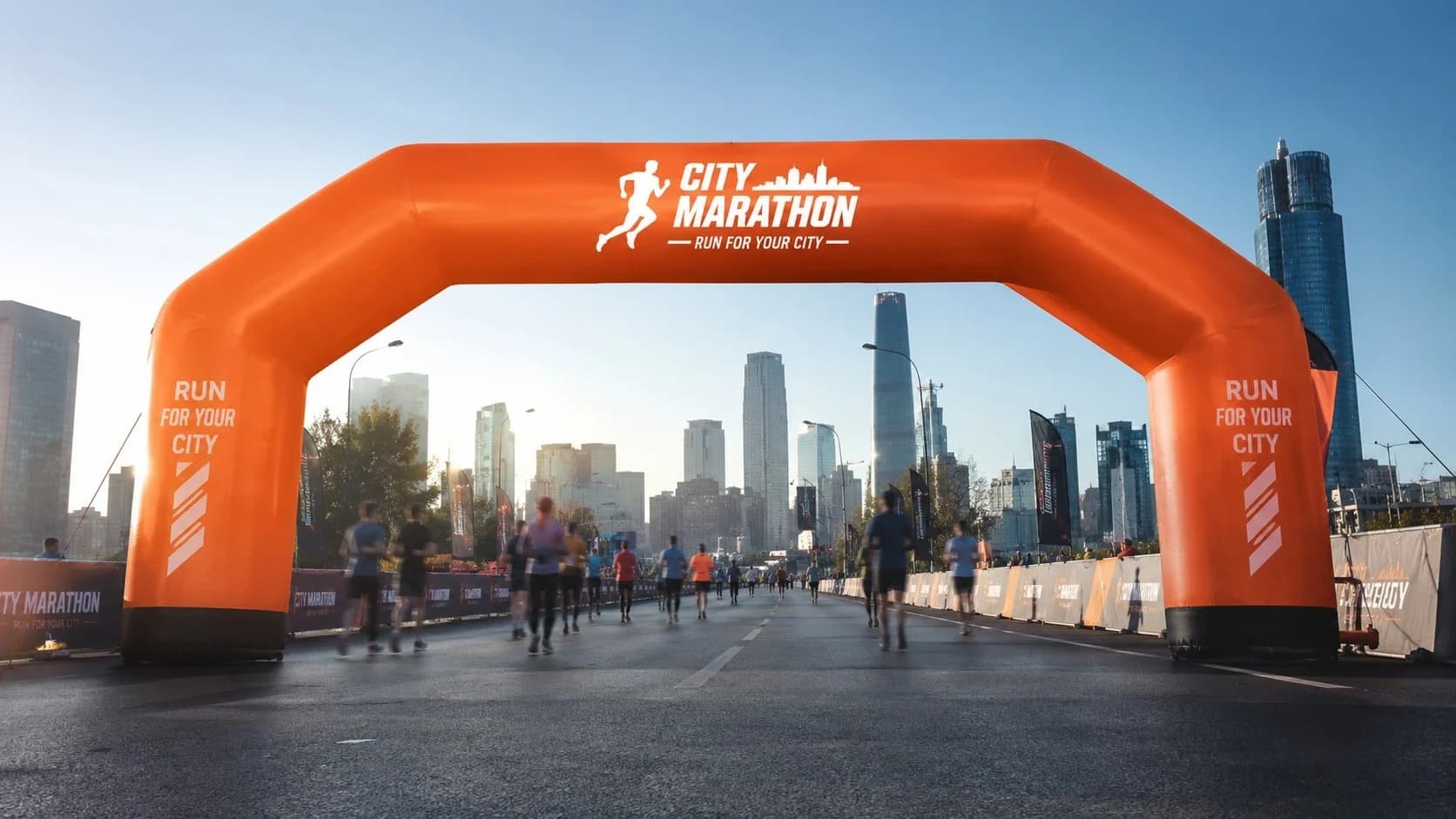 Custom marathon inflatable arch display manufactured in Tianjin factory for global events