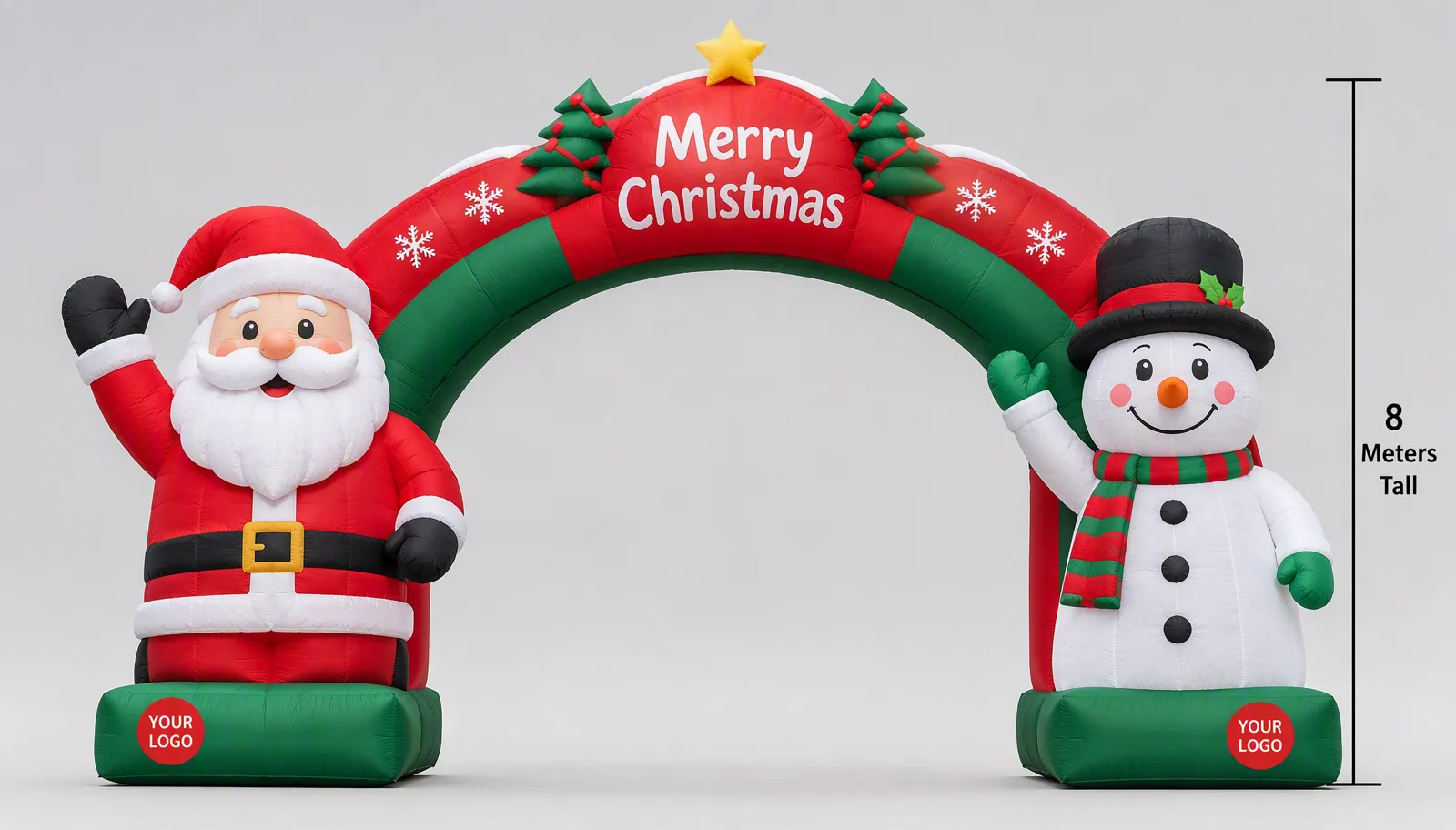 Custom Giant 8m Christmas Inflatable Arch Santa & Snowman