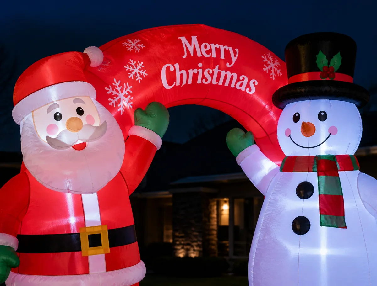 Custom Giant 8m Christmas Inflatable Arch Santa & Snowman Detail 2