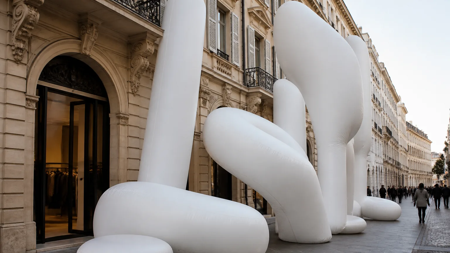Custom inflatable fashion art display for Italy retail events