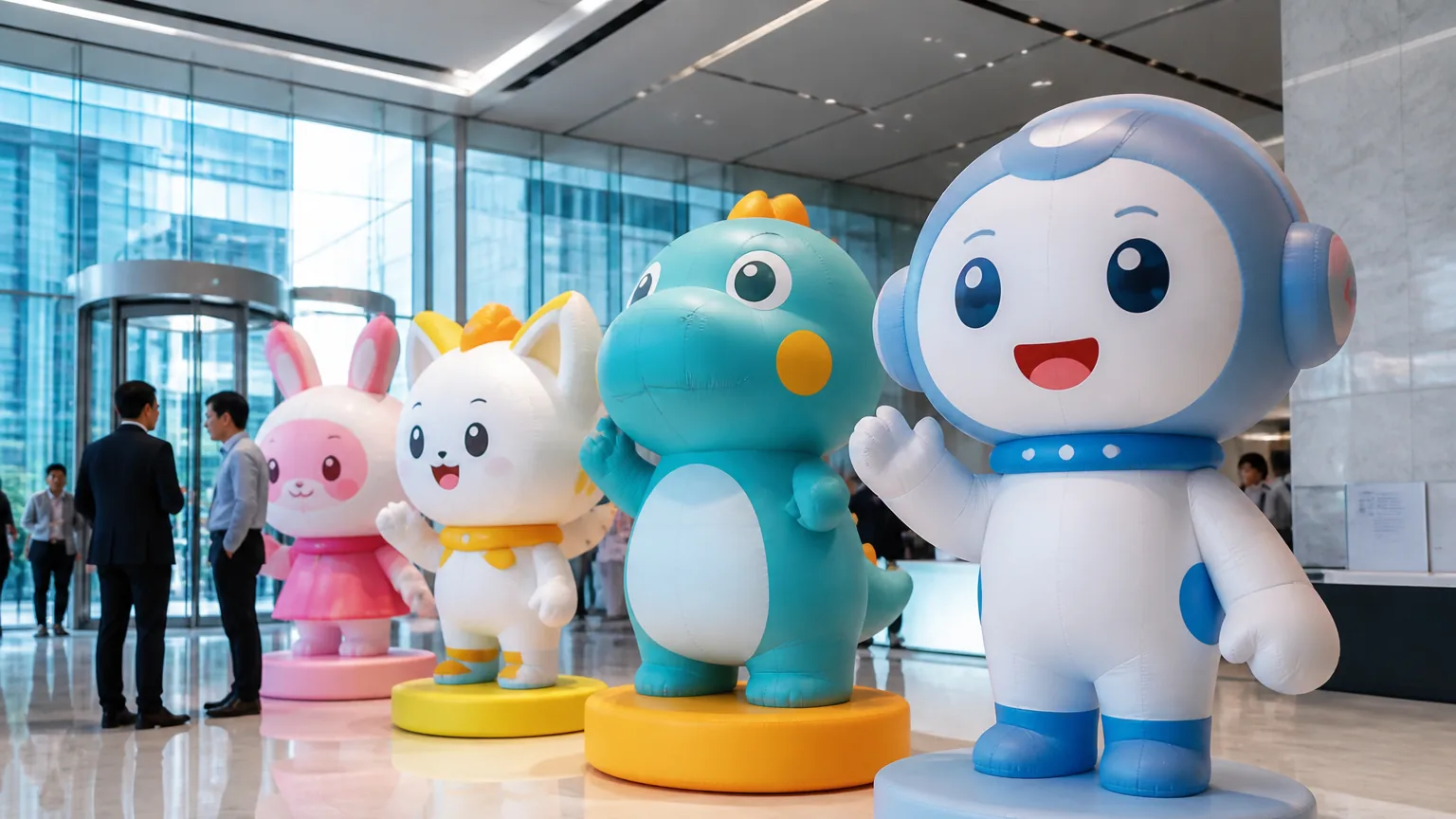 Custom inflatable character displays for Korea pop-up and retail events