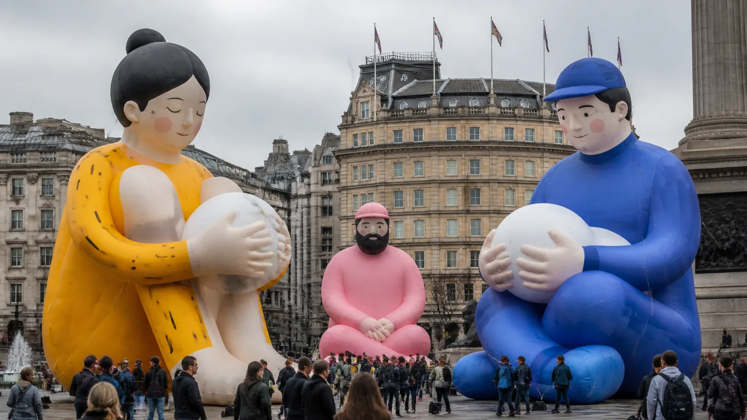 Custom inflatable character installation for a UK public event