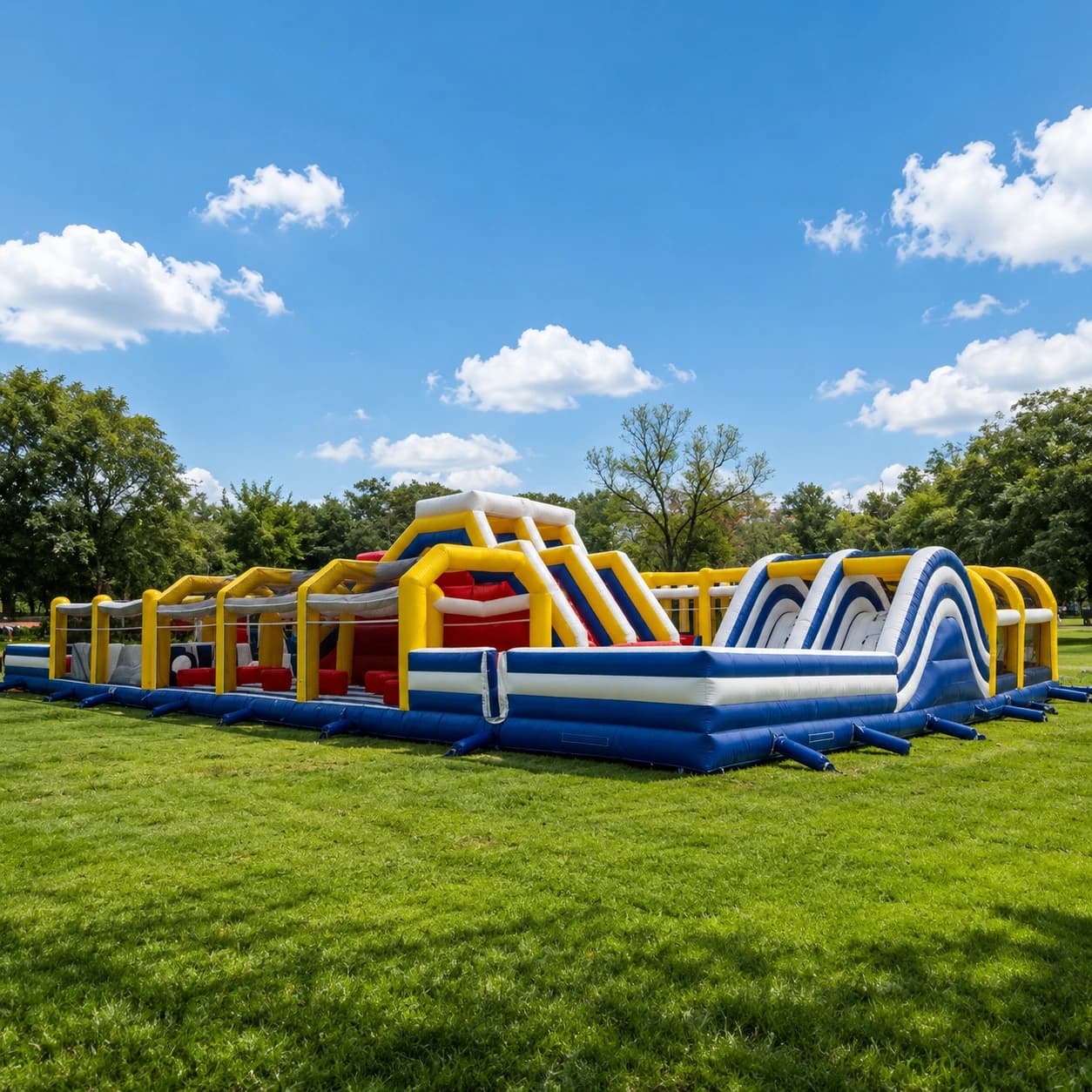 Commercial PVC Inflatable Obstacle Course Outdoor Park Scene | InflatCustom