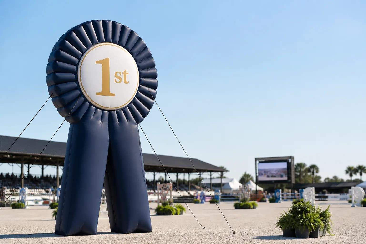 Custom Inflatable Award Ribbon main display on event grounds | InflatCustom