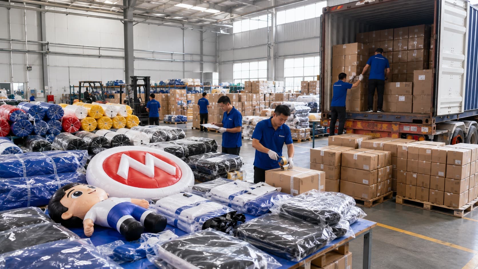 Wholesale custom inflatables packed for global shipping and event agency supply