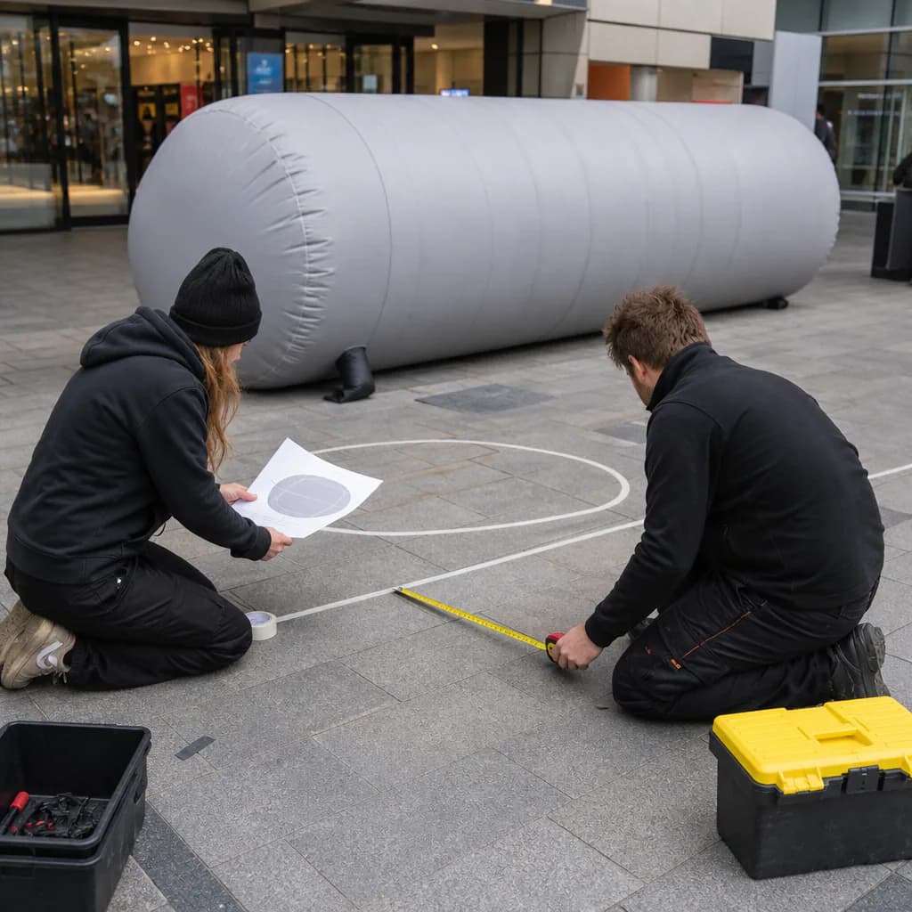 Retail access and cable planning for a custom inflatable product replica