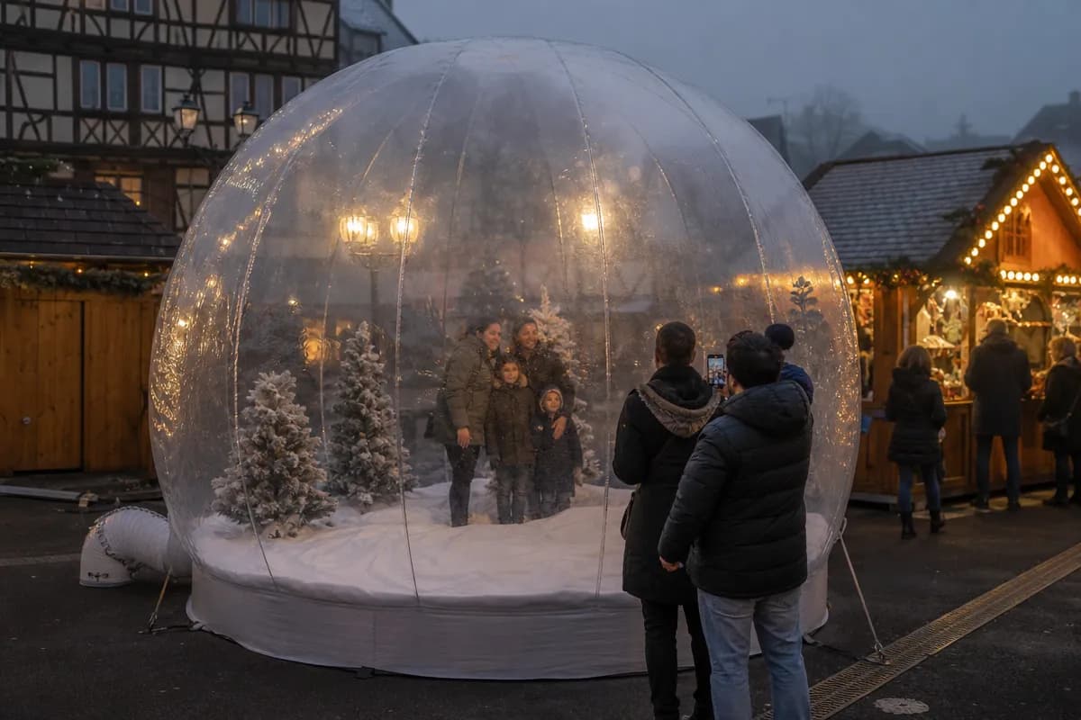Walk-in inflatable snow globe photo booth for Christmas market decorations