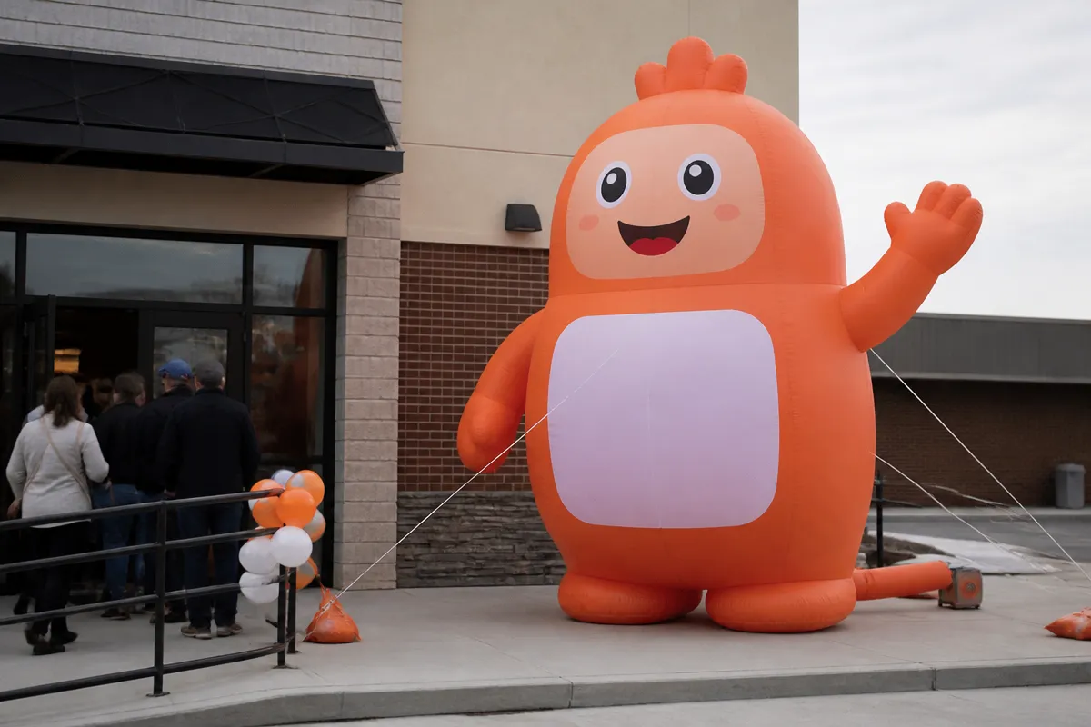 Custom inflatable mascot for a promotional store opening