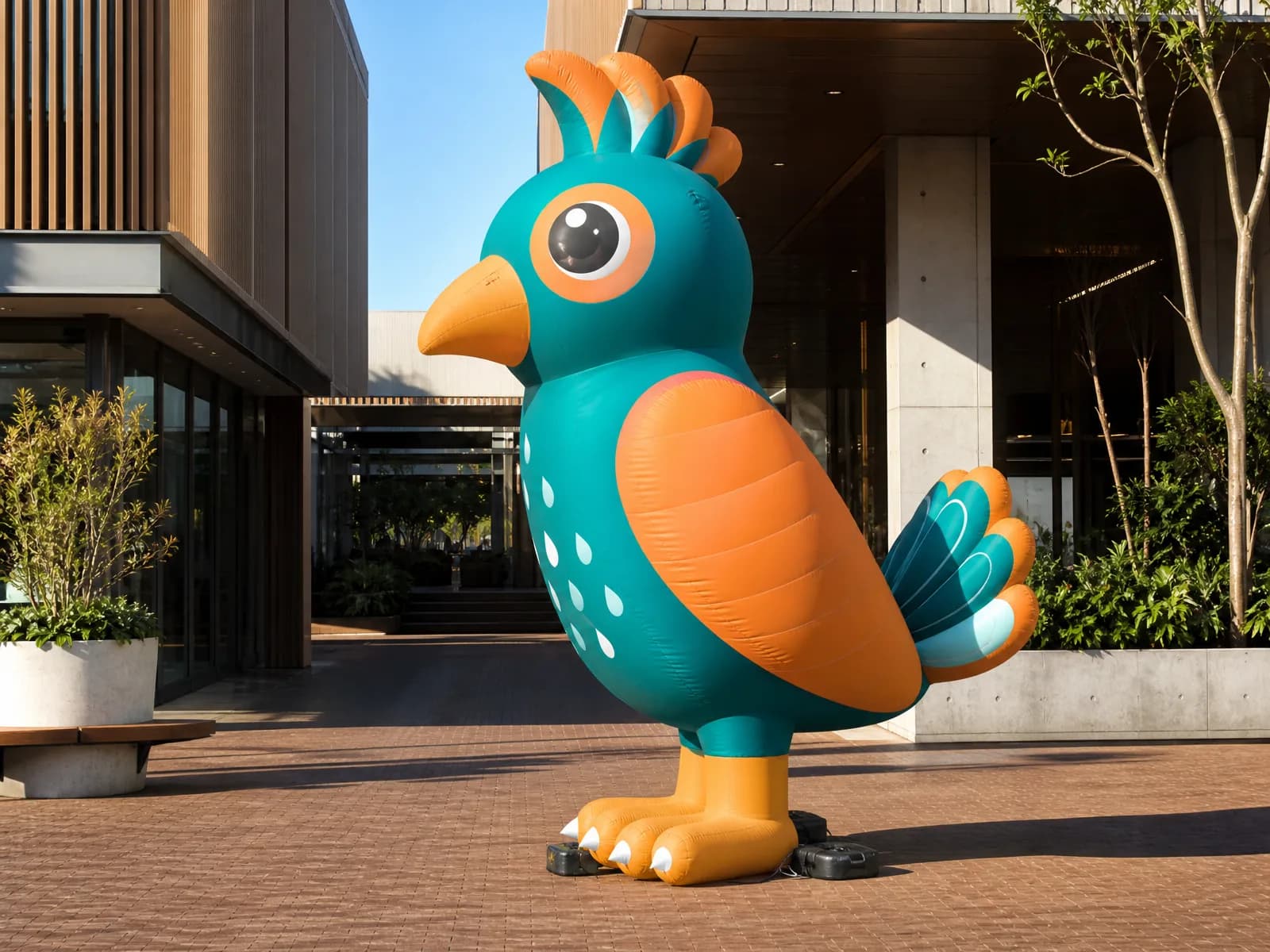 Mascot inflatable showing recognizable shape and stable anchoring