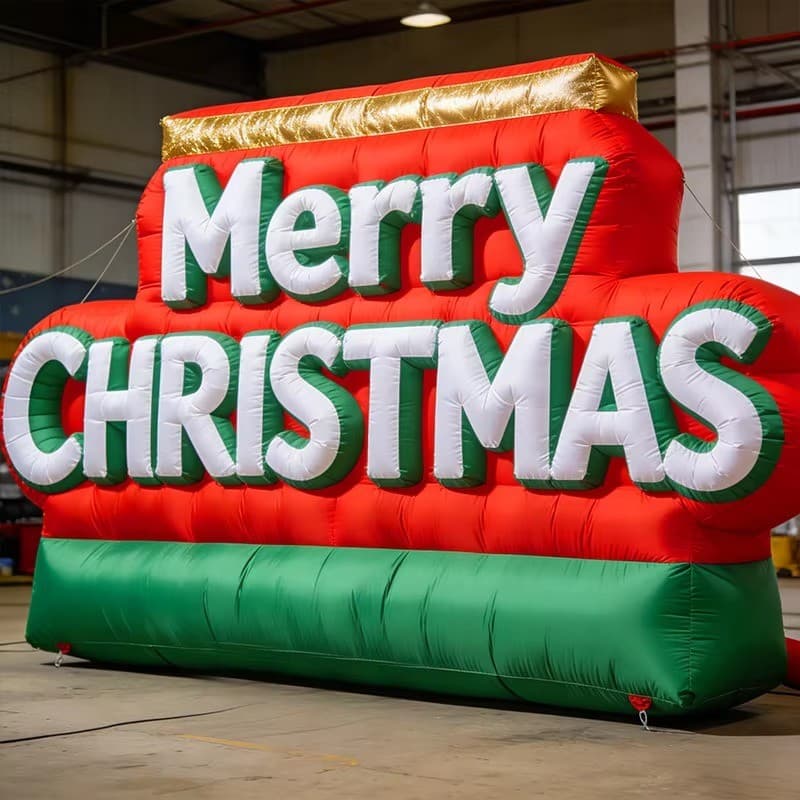 Custom inflatable Christmas letters in production at factory | InflatCustom