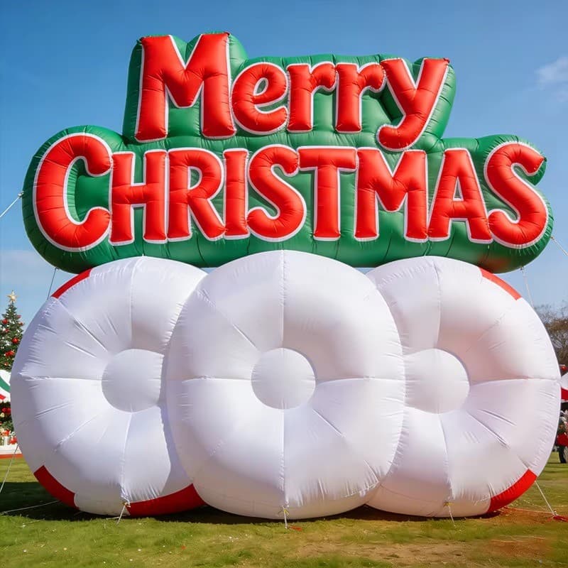 LED inflatable holiday sign back view showing air structure | InflatCustom