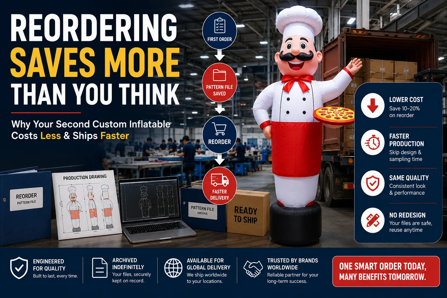 The Economics of Reordering: Why Your Second Custom Inflatable Costs Less and Ships Faster