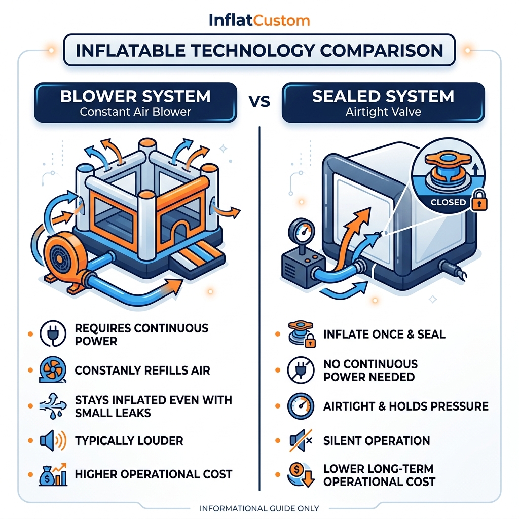 Constant Air Blower vs Airtight Inflatables: Which System is Right for You?