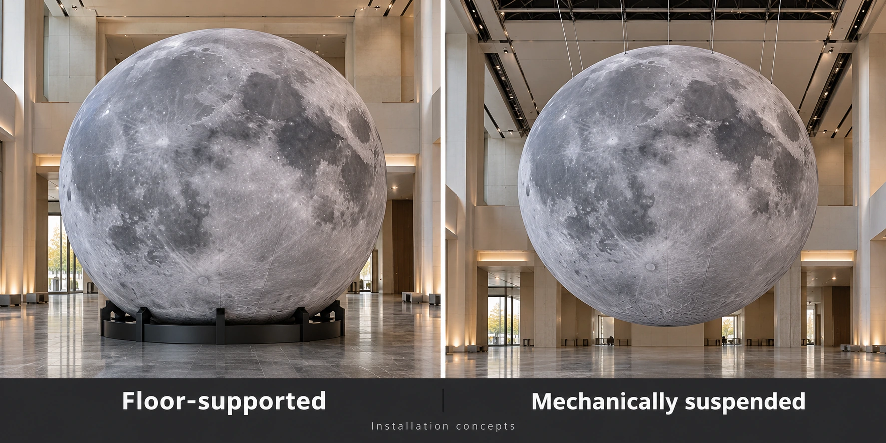 Inflatable Moon Displays for Events: Floor Stand or Suspended Installation?