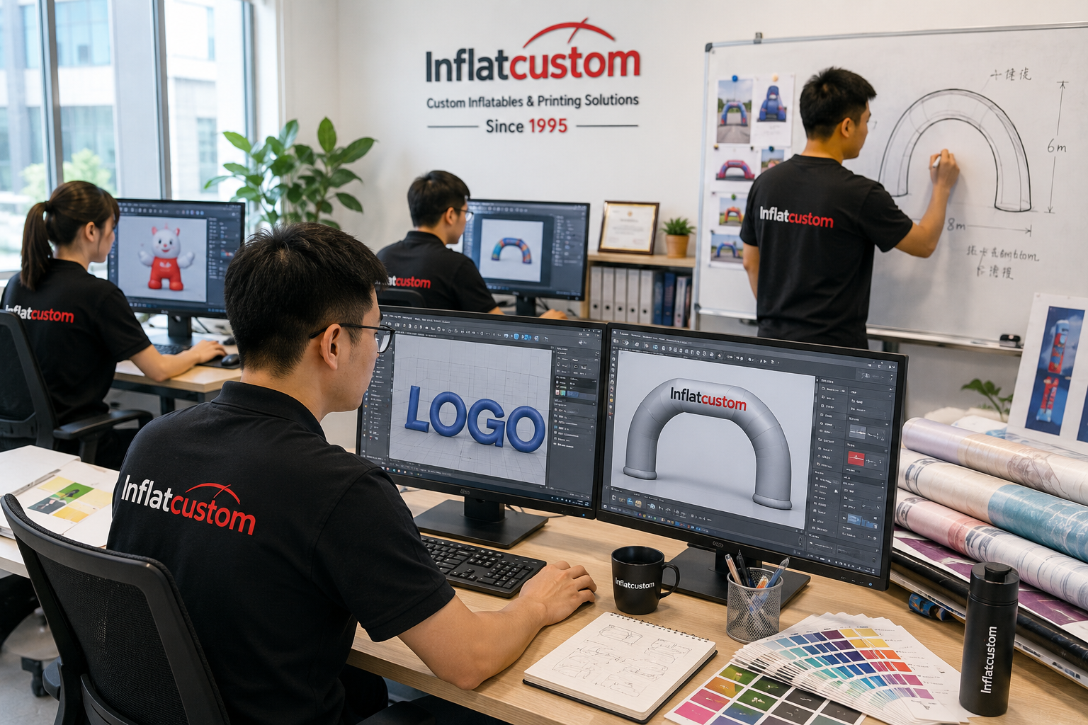 Design team office for custom inflatable mockups