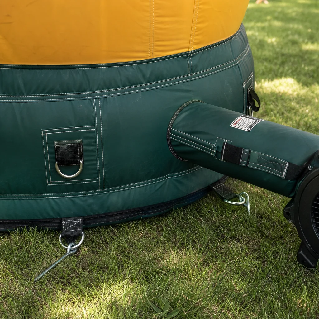 Illustrative anchor and blower detail for an inflatable mascot