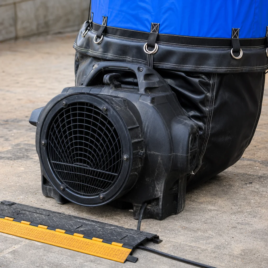 Illustrative blower and cable planning detail for a custom Air Dancer